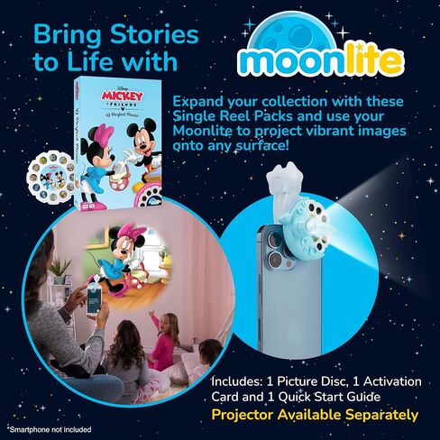 Moonlite Storytime Mickey and Friends مفاجأة لـ Pluto Storybook Reel ، طريقة سحرية للقراءة معًا ، قصة رقمية لجهاز العرض ، المؤثرات الصوتية الممتعة ، هدية تعلم للأطفال الذين تتراوح أعمارهم in Kuwait