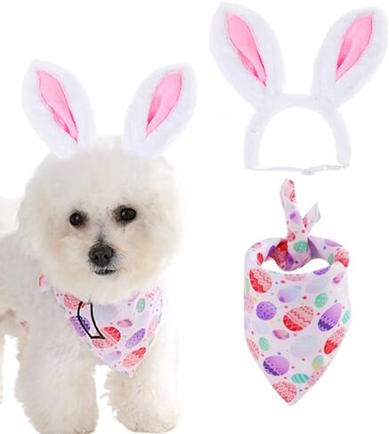 ANIAC Easter Dog Headband for Small Medium Dog,Plush Dog Cat Hat with Bunny Ears, Cute Dog Head Accessories,Pet Easter Costume for Dog and Cats (Large/Head Girth 15 Inch - 17 Inch) in Kuwait
