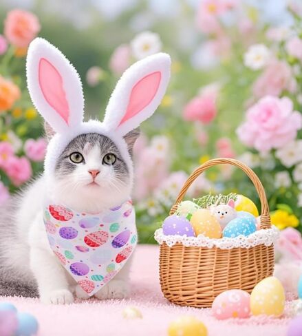 ANIAC Easter Dog Headband for Small Medium Dog,Plush Dog Cat Hat with Bunny Ears, Cute Dog Head Accessories,Pet Easter Costume for Dog and Cats (Large/Head Girth 15 Inch - 17 Inch) in Kuwait