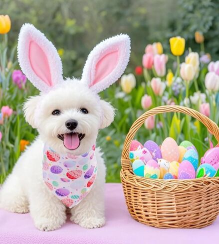 ANIAC Easter Dog Headband for Small Medium Dog,Plush Dog Cat Hat with Bunny Ears, Cute Dog Head Accessories,Pet Easter Costume for Dog and Cats (Large/Head Girth 15 Inch - 17 Inch) in Kuwait