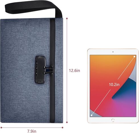 LOFICOPER Money Bag with Lock, Waterproof Cash Bag with Lock and Zipper, Portable Bank Deposit Bag, Locking Accessories Pouch for Phone, Credit Cards, Cash, Dark Blue in Kuwait