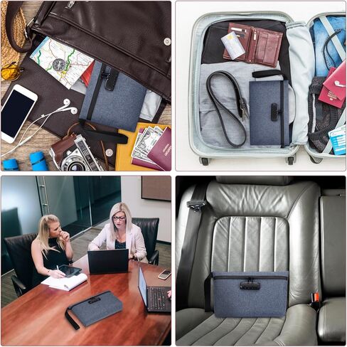 LOFICOPER Money Bag with Lock, Waterproof Cash Bag with Lock and Zipper, Portable Bank Deposit Bag, Locking Accessories Pouch for Phone, Credit Cards, Cash, Dark Blue in Kuwait