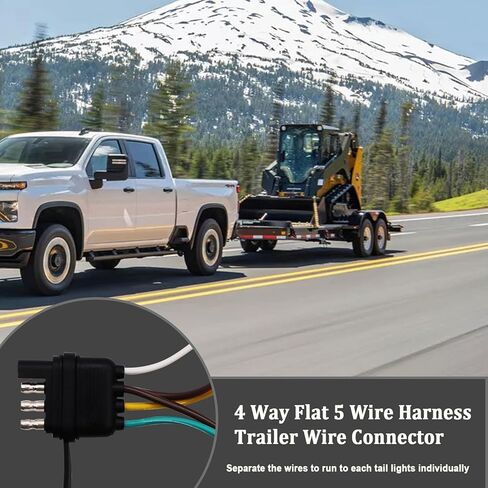 22FT 4 Pin 5 Wire Trailer Wiring Harness,18AWG Trailer Light Kit 4 Way Flat 5 Wire Trailer Plug with Nylon Mesh Tube Protection for Rewiring Trailer Both-Side Taillights O-100 in Kuwait