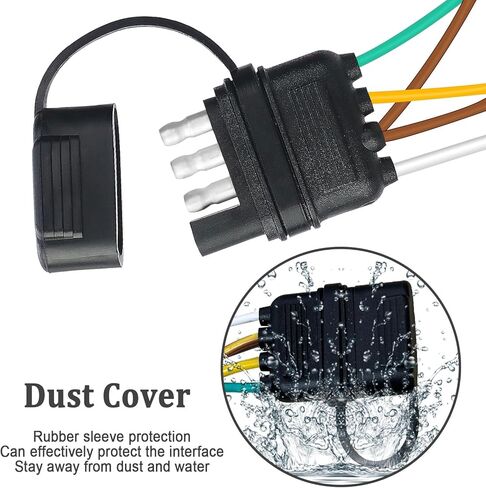 22FT 4 Pin 5 Wire Trailer Wiring Harness,18AWG Trailer Light Kit 4 Way Flat 5 Wire Trailer Plug with Nylon Mesh Tube Protection for Rewiring Trailer Both-Side Taillights O-100 in Kuwait