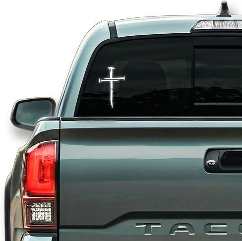 GRITKULTURE Cross of Nails Christian Vinyl Decal Sticker for Cars, Trucks, Laptops, Jesus Christ, Religious, Window Decal Sticker (Reflective Silver) in Saudi Arabia