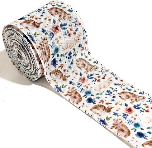 Easter Wired Edge Ribbon Spring Floral Bunny Wired Ribbon Watercolor Easter Rabbit Flower Fabric Craft Ribbon for Gift Wrapping Floral Arrangement Wreath Bow DIY Crafts, 10 Yards, 2.5 Inch in Kuwait