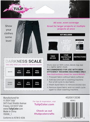 TULIP RE-DARK DENIM Fabric Dye Kit ، عملية سهلة للجزر الجينز الباهتة ، مجموعة أزياء مستدامة ، 3 أجهزة كمبيوتر in Kuwait