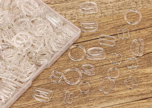 Tupalizy 120PCS Bra Strap Hooks Replacement for Sewing Bikini Halter Swimsuit Top Lingerie Rings Nylon Bathing Suit Clips Clasp Adjustment Sliders for Nightgowns Slip Dress,3 Styles,8mm and 12mm,Black in Kuwait