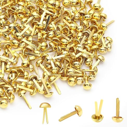 Coufce 500 Pcs 6 x 12mm Brads Paper Fasteners Silver Tiny Brads Round Head Brads for Paper Crafts DIY Art School Projects in Kuwait