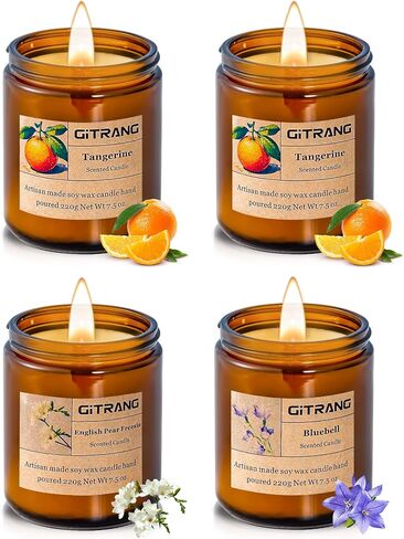 Aromatherapy Candles for Bedrooms Yoga Rooms Lounges Gardens Birthday Valentine and Anniversary, 30 oz 200 Hour Home Candle Set, Apple/Rose Sandalwood/BlackBerry Basil Scented Candle Set, Pack of 4 in Saudi Arabia