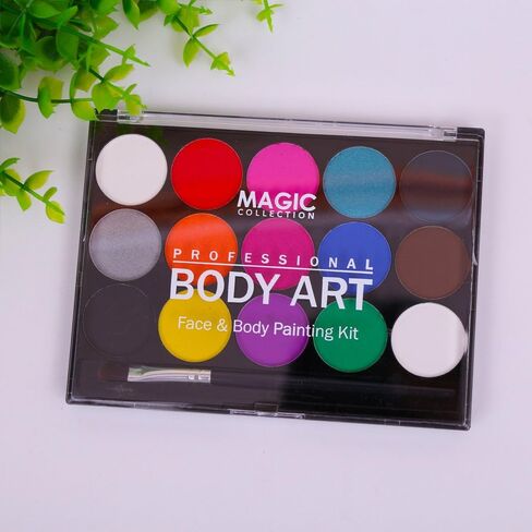 Moomoo Baby Face Painting Kit للأطفال 18 طلاءًا كبيرًا من الوجه المحترف في القاعدة المائية ، 32 مقالًا من الدهانات الجسم مجموعة هالوين مكياج للبشرة آمنة in Kuwait