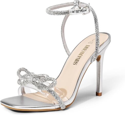 Dream Pairs Women's Double Bowknots Heels, Stiletto Heels with Rhinestone Bow Slingback High Heeled Sandals Square Toe Shoes in Saudi Arabia