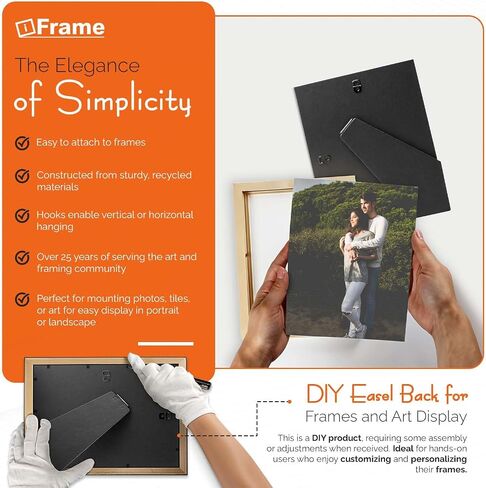 iFrame DIY Adjustable Easel Back for 8x10 Picture Frames – Solid Black Cardboard Display Stand for Photos, Art, Tiles & More, Tabletop Easel, Made in USA (Pack of 4) in Kuwait