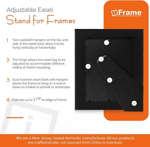 iFrame DIY Adjustable Easel Back for 8x10 Picture Frames – Solid Black Cardboard Display Stand for Photos, Art, Tiles & More, Tabletop Easel, Made in USA (Pack of 4) in Kuwait