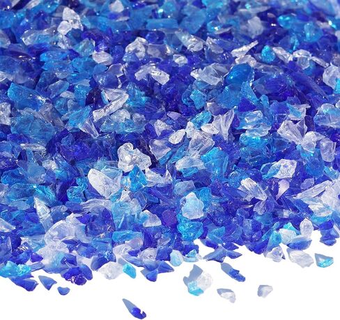 زجاج مكسور لفن الراتنج ، وحرف DIY ، والديكور المنزلي - 0.9 رطل قطع زجاجية مكسورة بيضاء 3-6 مم ، لحشو المزهرية ، وحفرة النار على الطاولة ، وصخور الحوض المائي in Kuwait