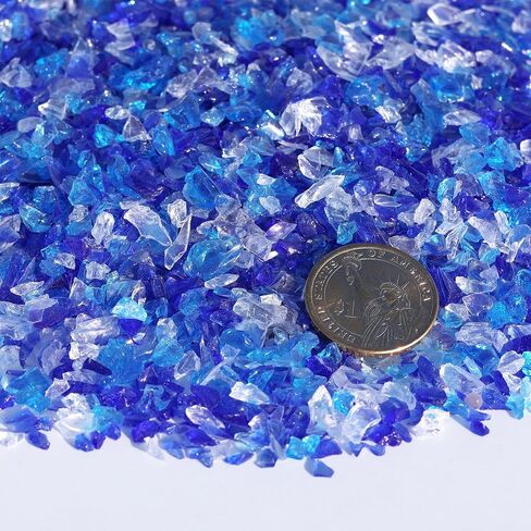زجاج مكسور لفن الراتنج ، وحرف DIY ، والديكور المنزلي - 0.9 رطل قطع زجاجية مكسورة بيضاء 3-6 مم ، لحشو المزهرية ، وحفرة النار على الطاولة ، وصخور الحوض المائي in Kuwait