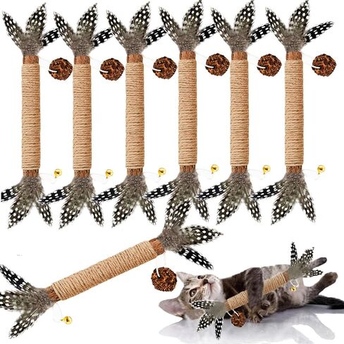 Cat Toys,3 Pack Silvervine Cat Feather Toy Kitten Chew Stick Catnip Treat with Bell for Cleaning Teeth Indoor Kitty Teaser Wand Molar Snack Interactive Pet Rabbit Bunny Hamster in Kuwait