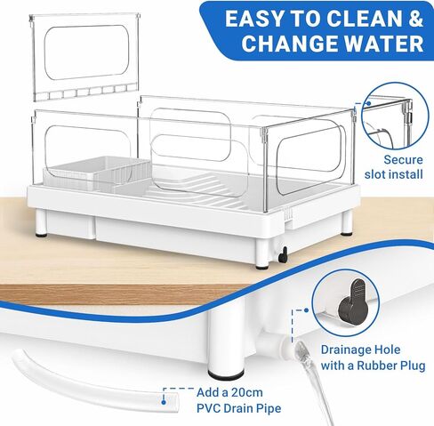 طقم خزان سلحفاة صغيرة (خزان+مصباح+مرشح) ، طقم لبداية خزان السلحفاة الأكريليك ، موائل سلحفاة سلحفاة مع مناطق متعددة الوظائف للزواحف الصغيرة (مجموعة بيضاء) in Kuwait