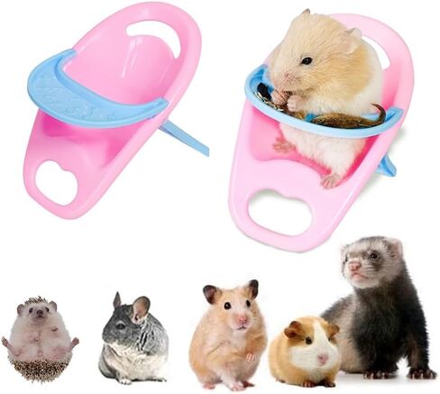 2PC Hamster Chair with Tray Super Cute Hamster Dining Plastic Chair Small Animal Cage Accessories Habitat Decor House Photo Props Small Animal Toys for Hamster Mice Rat Hedgehog Rodents (Blue) in Kuwait
