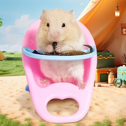 2PC Hamster Chair with Tray Super Cute Hamster Dining Plastic Chair Small Animal Cage Accessories Habitat Decor House Photo Props Small Animal Toys for Hamster Mice Rat Hedgehog Rodents (Blue) in Kuwait