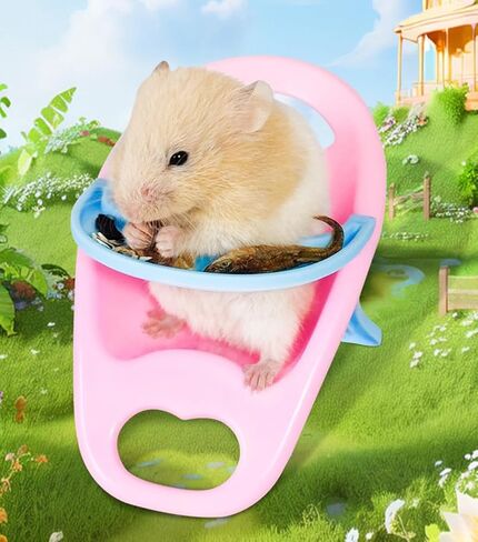 2PC Hamster Chair with Tray Super Cute Hamster Dining Plastic Chair Small Animal Cage Accessories Habitat Decor House Photo Props Small Animal Toys for Hamster Mice Rat Hedgehog Rodents (Blue) in Kuwait