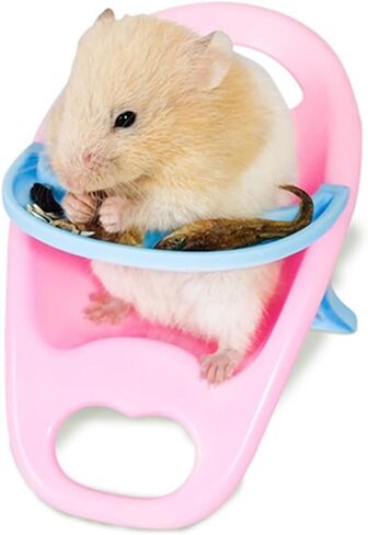 2PC Hamster Chair with Tray Super Cute Hamster Dining Plastic Chair Small Animal Cage Accessories Habitat Decor House Photo Props Small Animal Toys for Hamster Mice Rat Hedgehog Rodents (Blue) in Kuwait