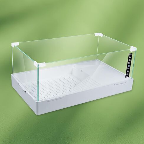 BETAZOOER Turtle Tank with Adjustable Water Pump Filter, Full View Visually Tortoise Aquarium Habitat, Glass Material Easy Changing Water&Clean for Small Amphibious Creatures Reptiles 15.7"×11.8"×10" in Kuwait