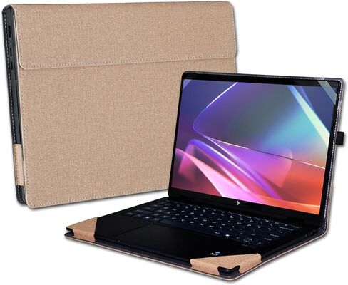 Cover Case for HP Envy x360 2-in-1 Laptop 14-FA 14z-FA & 14-fc 14t-fc &for HP Spectre x360 14-EU 14t-EU,PU Leather Protective Sleeve with Foldable Cooling Bracket (Dark Gray) in Kuwait