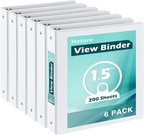 3 رنين رابط 1.5 بوصة 6 حزمة ، 1-1/2 "رابط عرض واضح مع حلقات مستديرة ، خالية من PVC ، يحمل 325 ورقة 8.5x 11 ورقة خطاب الولايات المتحدة ، رابط أسود متين مثالي للمكتب والمدرسة والمنزل in Kuwait