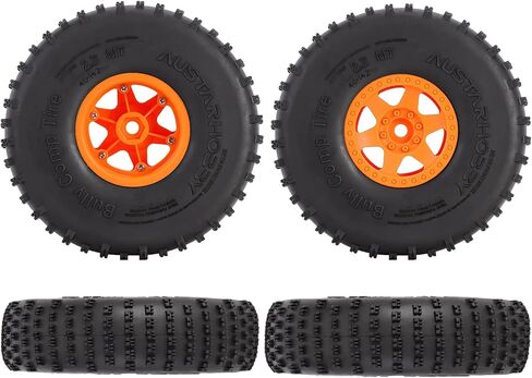 4PCS 2.2 inch Beadlock Plastic Wheel Rims 142mm Rubber Tyre Tires Set 12mm Hex Compatible with 1/10 RC Rock Buggy Crawler Car Axial SCX10 TRX4 Wraith 90018 RR10 Bomber (Black) in Kuwait