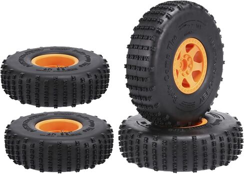 4PCS 2.2 inch Beadlock Plastic Wheel Rims 142mm Rubber Tyre Tires Set 12mm Hex Compatible with 1/10 RC Rock Buggy Crawler Car Axial SCX10 TRX4 Wraith 90018 RR10 Bomber (Black) in Kuwait