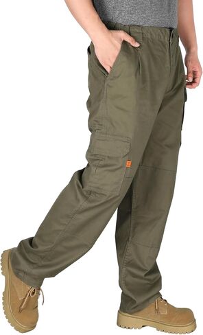 KONRECO FR Pants for Men Cargo Pockets Flame Resistant 7.5oz 100% Cotton Elastic Waist Work Pants in Kuwait