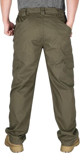 KONRECO FR Pants for Men Cargo Pockets Flame Resistant 7.5oz 100% Cotton Elastic Waist Work Pants in Kuwait