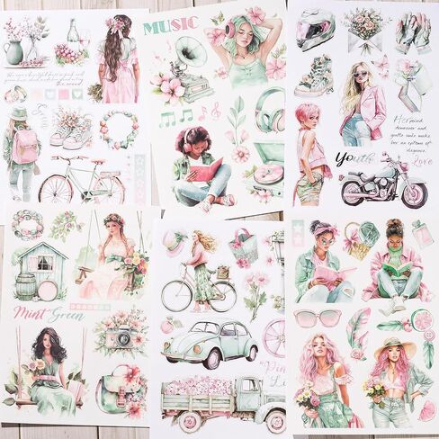 YagCu Journaling Sticker Book, Reading and Writing Scrapbook Stickers, Junk Journal Supplies, Pre-Cut Aesthetic Scrapbooking for Women, Collage Decorative Ephemera Bullet Planner DIY Arts in Kuwait