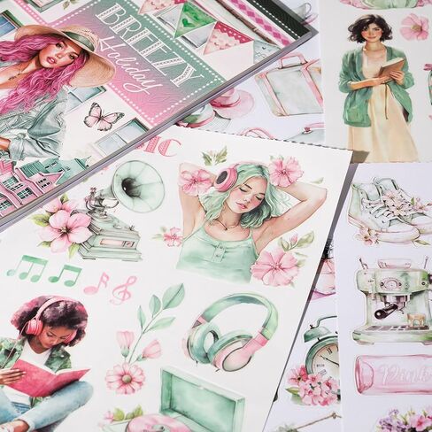 YagCu Journaling Sticker Book, Reading and Writing Scrapbook Stickers, Junk Journal Supplies, Pre-Cut Aesthetic Scrapbooking for Women, Collage Decorative Ephemera Bullet Planner DIY Arts in Kuwait