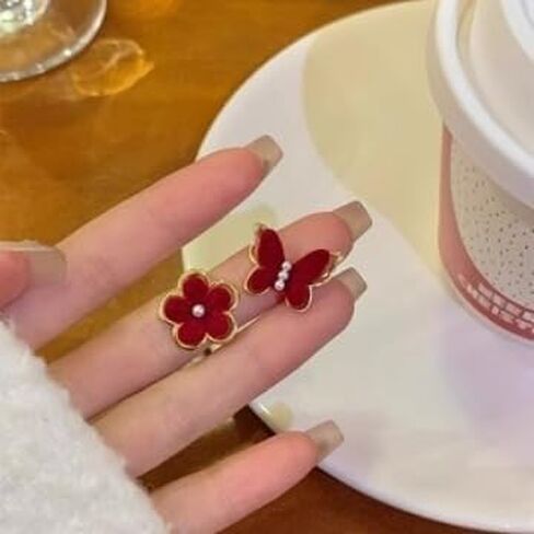 XUDEJUN Four Leaf Clover Earrings Silver Needle Clover Earrings Full of Diamond Zircon Anti-Allergy Jewelry Earrings Large for Women or Girls…… in Kuwait