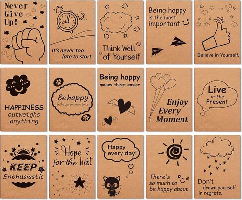 feela 15 Pack A6 Kraft Notebooks, 15 Designs Cute Mini Pocket Notebooks and Journals, Lined Motivation Small Journal Notebook Notepad Bulk for School Supplies Women Taking Memos, 4.1X5.8 in, 80 Pages in Kuwait