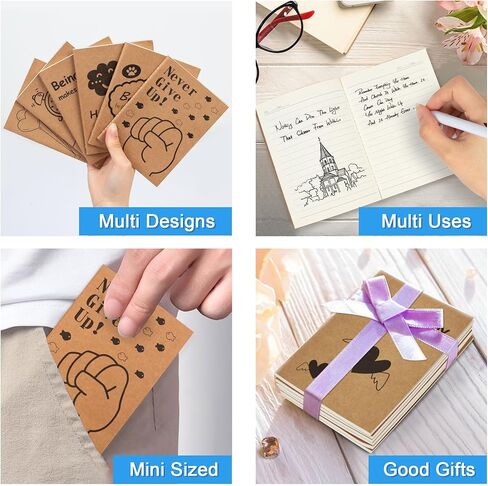 feela 15 Pack A6 Kraft Notebooks, 15 Designs Cute Mini Pocket Notebooks and Journals, Lined Motivation Small Journal Notebook Notepad Bulk for School Supplies Women Taking Memos, 4.1X5.8 in, 80 Pages in Kuwait
