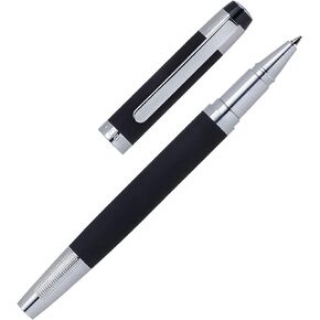 Cerruti 1881 Rollerball Pen „THAMES“ | Stainless Steel with Blue Rubberized Lacquer And Gun Plating | Black Ink | Gift Box
