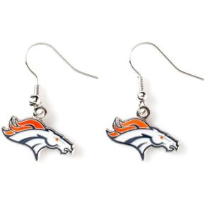 Aminco NFL Denver Broncos Logo Dangler Earrings , Silver, Size 2.5