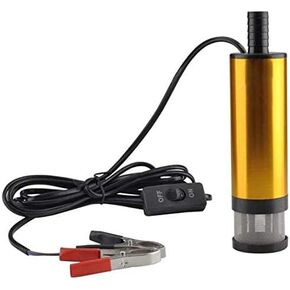 Multifunctional Electric Oil Pump, Diesel Fuel Transfer Pump with Filter,Submersible Water Pump, for Automotive, Farm & Marina Use, Mini Portable (12v 38mm, golden oil pump)