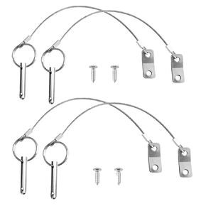 Boat Bimini Pin 4PCS Quick Release Pin 1/4" Diameter w/Lanyard Prevents Loss, Full 316 Stainless Steel, Boat Tops and Support Poles Sailboat Accessories, Bimini Top Pin Pack of 4