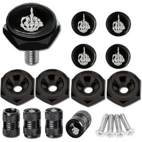 License Plate Screws with 300 Emblem for Chrysler 300/C/ 300S Front and Back License Plates and License Plate Frames on Cars & 4Valve Stem Caps