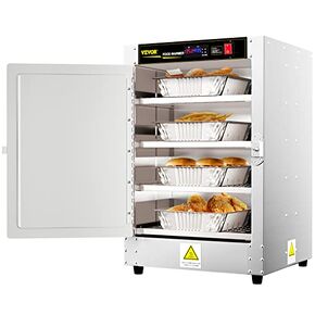 VEVOR Hot Box Food Warmer, 16"x16"x24" Concession Warmer with Water Tray, Four Disposable Catering Pans, Countertop Pizza, Patty, Pastry, Empanada, Concession Hot Food Holding Case