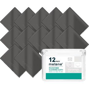Metene 12 Pack Microfiber Cleaning Cloth (6 "x7"), Individually Wrapped and Equipped with a Storage Box | Microfiber Cloth for Glasses, Screens, Camera Lens and More(Beige) in Kuwait
