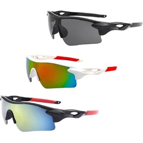3 أزواج من النظارات الشمسية الرياضية لركوب الدراجات نظارات شمسية للبيسبول للرجال والنساء والشباب البيسبول وركوب الدراجات والصيد والجري، وحماية من الأشعة فوق البنفسجية. in Kuwait