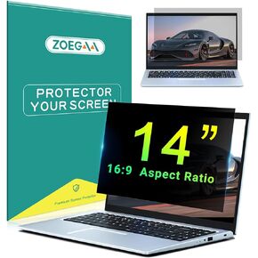 ZOEGAA 14 شاشة كمبيوتر محمول للخصوصية، شاشة خصوصية للكمبيوتر المحمول بنسبة 16:9 قابلة للإزالة مقاس 14 بوصة، درع الخصوصية لشاشة الكمبيوتر المضادة للضوء الأزرق متوافق مع شاشة خصوصية الكمبيوتر المحمول in Kuwait