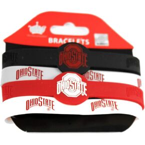 Aminco NCAA Ohio State Buckeyes Silicone Bracelets, 4-Pack