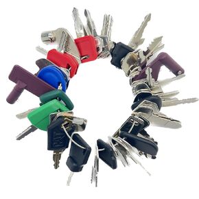 45PCS Heavy Equipment Keys Set, Construction Ignition Keys Master Set Fits CAT Caterpillar Case JD John Deere JCB JLG Bobcat Hyster Komatsu Kubota Yanmar Daewoo Takeuchi New Holland Ford Volvo.