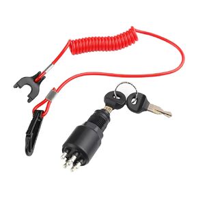 Ignition Switch with Keys Replacement for 5005801 175974 Compatible with OMC Johnson Evinrude Boat 40-200HP Outboard Motor Ignition Key Switch with Safety Lanyard